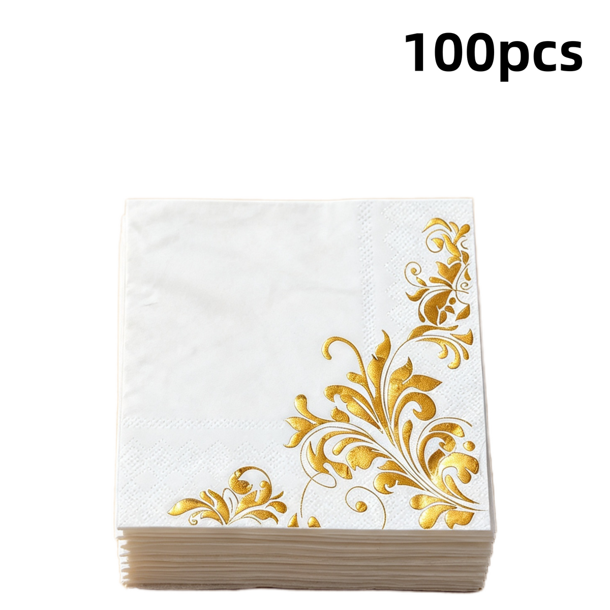 Multiple designs available, European vintage corner scroll gold foil, luxury gold vine print napkins, disposable decorative napkins for birthdays, parties, and weddings