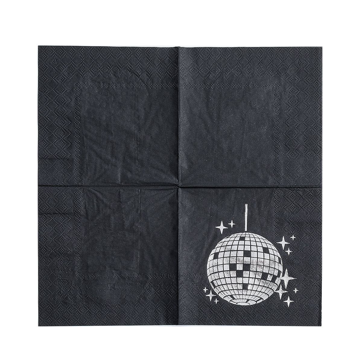 80s Retro Disco Ball Silver Foil Napkins｜Multi-Pack Set (Black & White) for Prom, Birthday, and Party Table Decorations