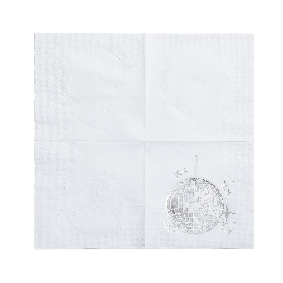 80s Retro Disco Ball Silver Foil Napkins｜Multi-Pack Set (Black & White) for Prom, Birthday, and Party Table Decorations