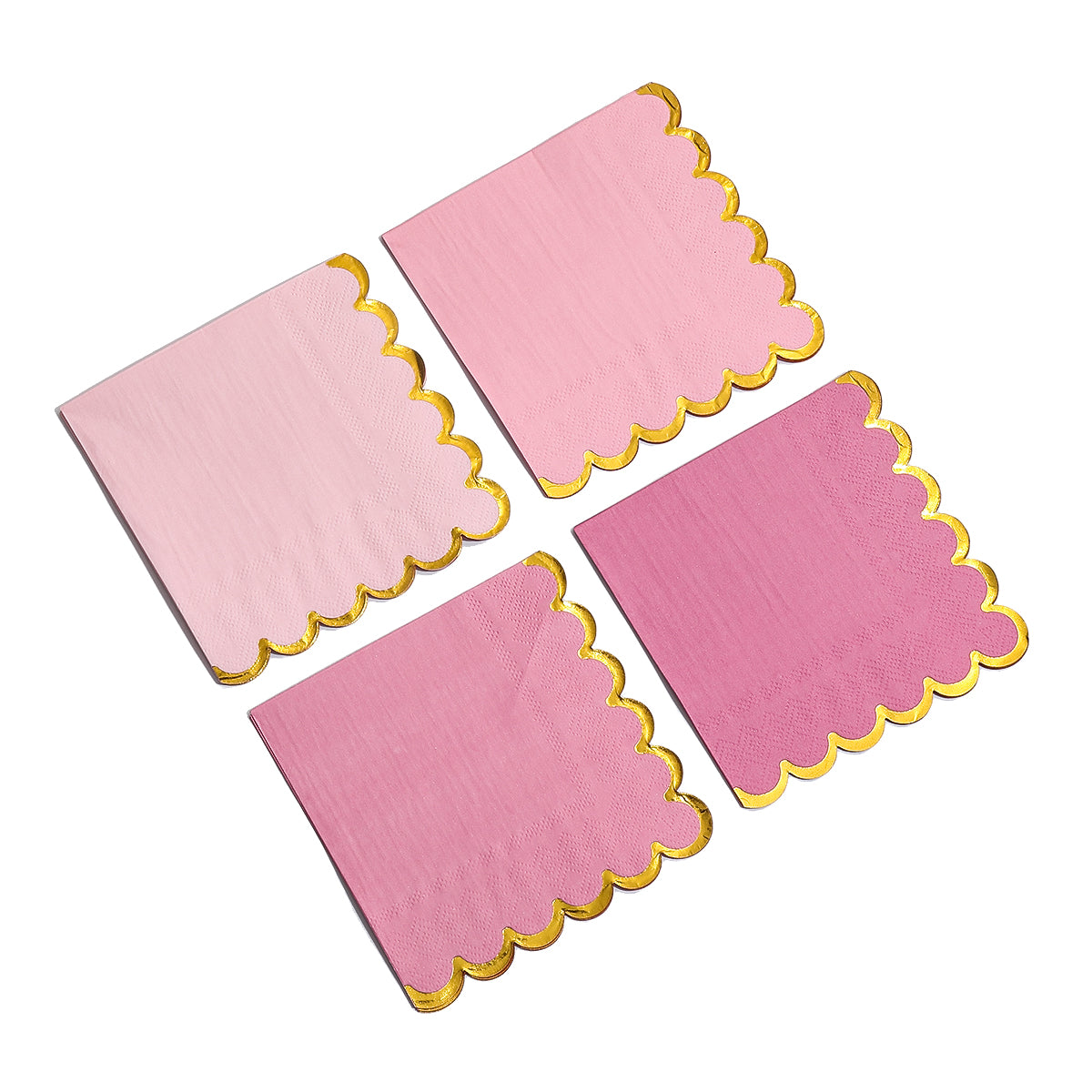 Pink Gradient Gold Foil Scalloped Edge Disposable Paper Napkins 20-100pcs per Order for Birthday Wedding Baby Shower Decorative Tableware