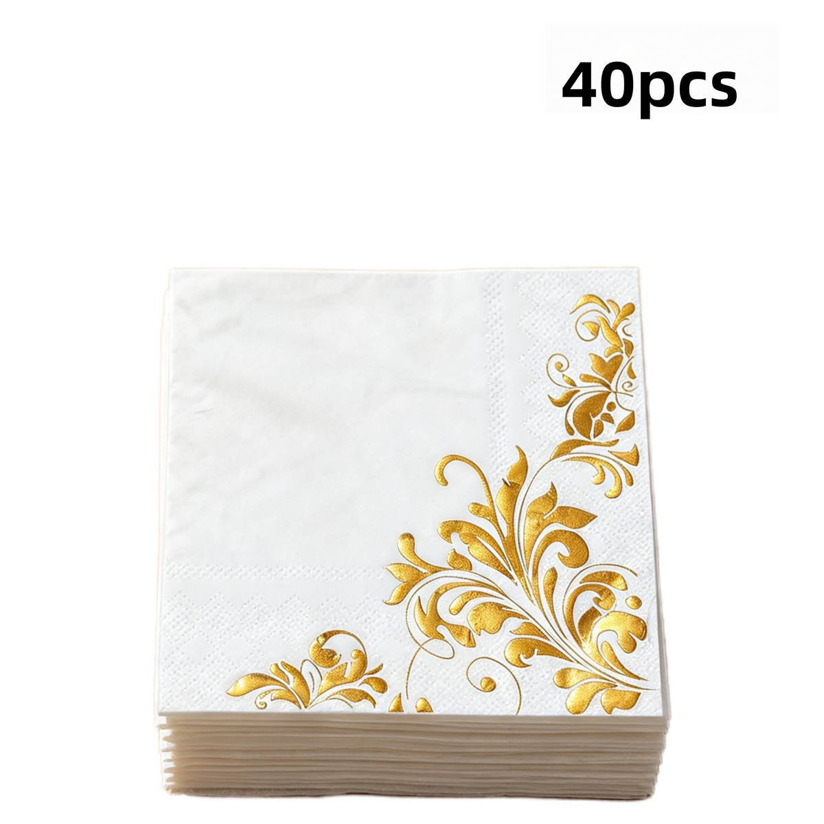 Multiple designs available, European vintage corner scroll gold foil, luxury gold vine print napkins, disposable decorative napkins for birthdays, parties, and weddings