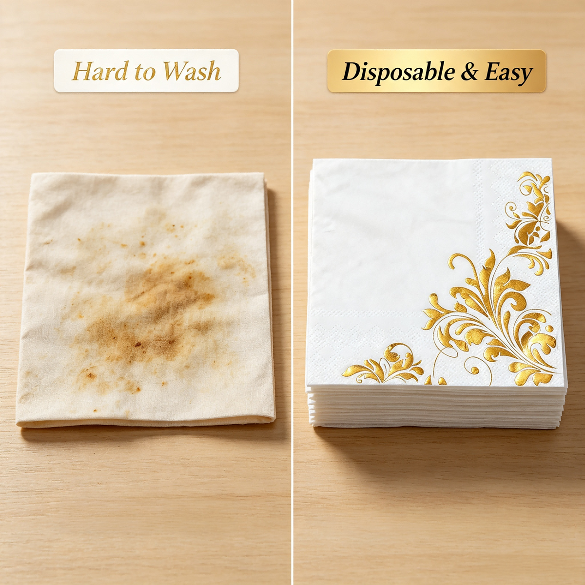 Multiple designs available, European vintage corner scroll gold foil, luxury gold vine print napkins, disposable decorative napkins for birthdays, parties, and weddings
